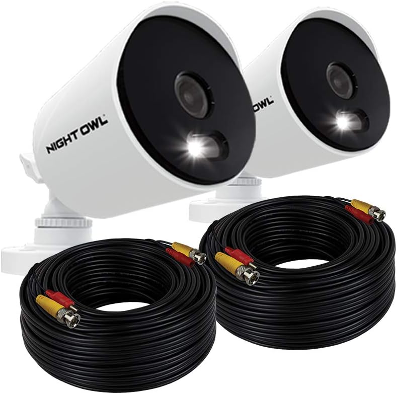 Night Owl 1080p HD Wired Indoor/Outdoor Add-On Cameras with Built-in Motion-Activated Spotlights, 100 ft. of Night Vision, Wide Viewing Angle and Color Night Vision (2-Pack)