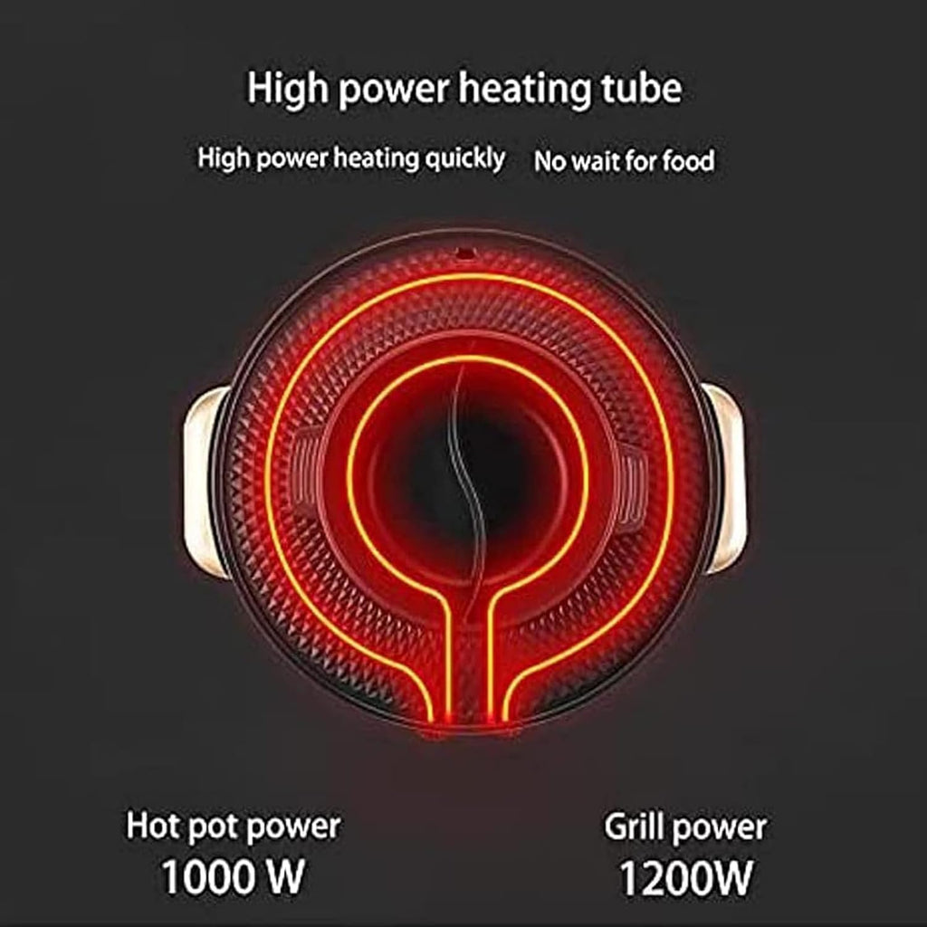 Large Household Electric Hot Pot with Grill, Soup Pot and Korean BBQ, Non-stick Coating, Easy to Clean, For 7-10 People to Enjoy, 2200 W