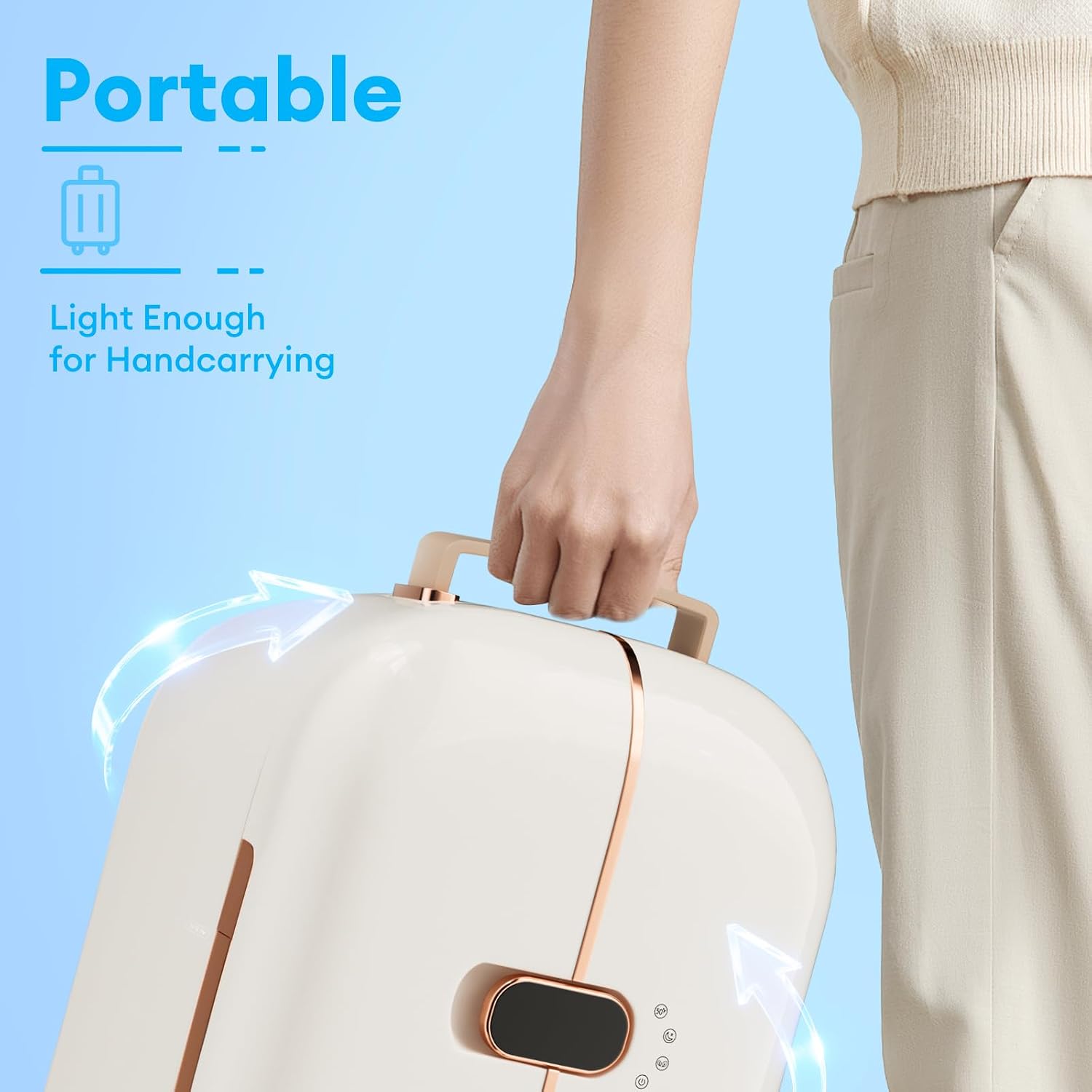Portable Skincare Fridge, 3 Operating Modes with 360° Cycle Drying Mini Fridge, With 5 Door Racks, Low noice, Ideal for Makeup, Cosmetic Beauty, Skin Care