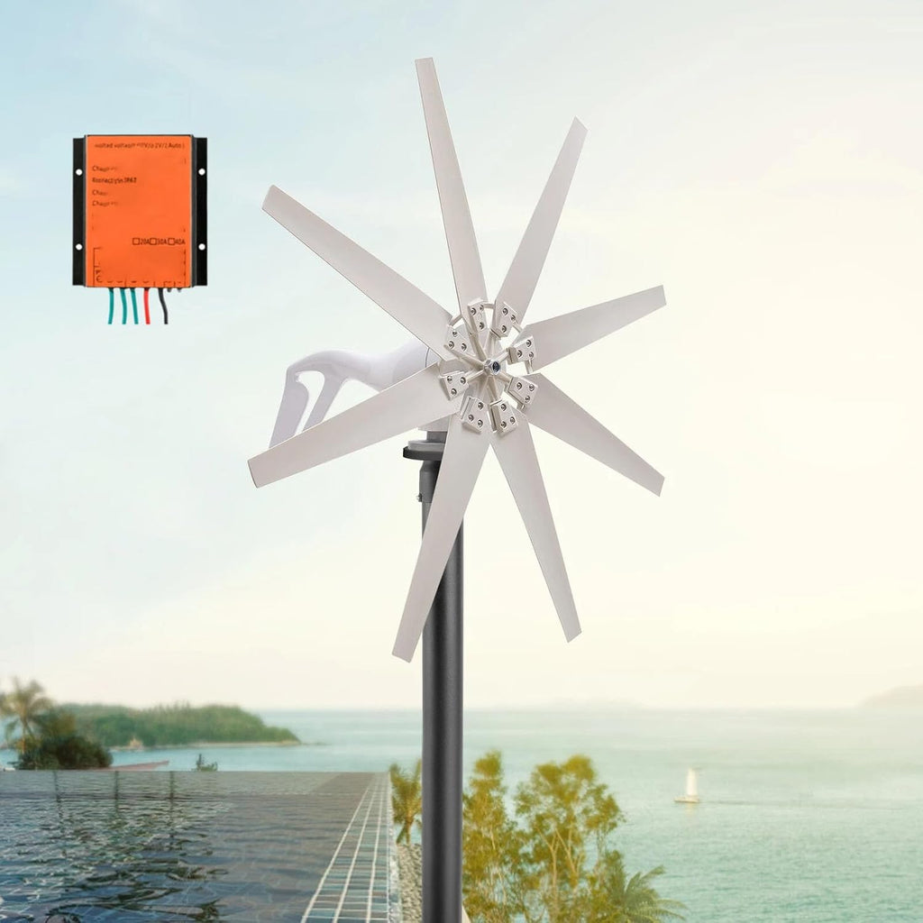 3000W 12V Wind Turbine Generator, 8-Blade Wind Turbine Kit With Controller, Windmill Generator Kit For Home, Farm, RVs, Boats(24v)