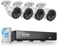 ZOSI 4K PoE Security Camera System, 4pcs 8MP Indoor Outdoor Wired Cameras with Audio, Smart Person Vehicle Detection, People Counting, Night Vision, 8CH CCTV NVR with 2TB HDD for Home 24/7 Recording