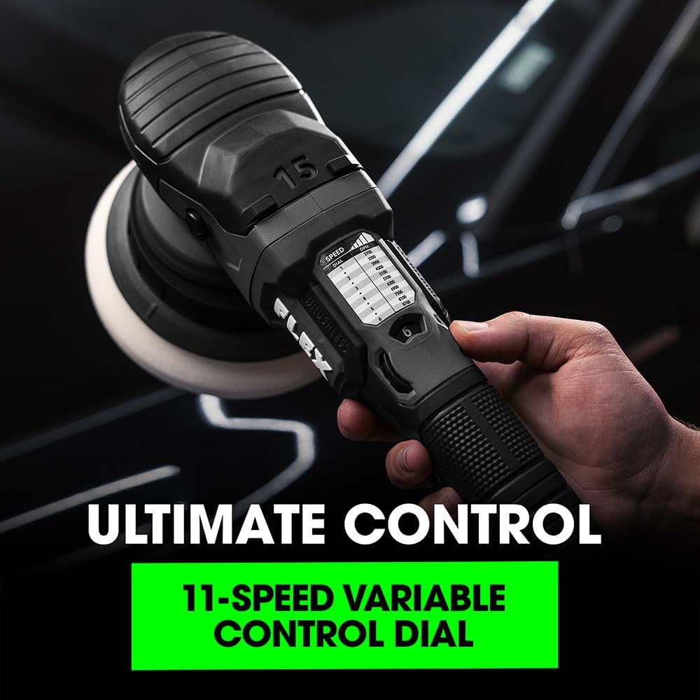 FLEX 24V Brushless Cordless Free Random Orbital Polisher Kit, Variable Speed, 6-Inch, Ideal for Detailing, Body Shop & Repair, w/ (2) 5.0Ah Lithium Batteries & 160W Fast Charger - FX3321-2C