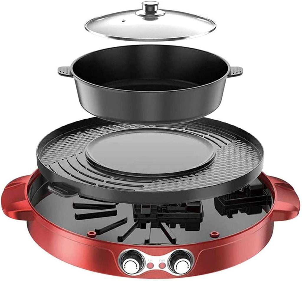 BBQ Smokeless Grill 2-in-1 Barbecue Hot Pot One Pot Detachable Electric Hot Pot Adjustable Temperature Indoor Smokeless Hot Pot Barbecue Machine