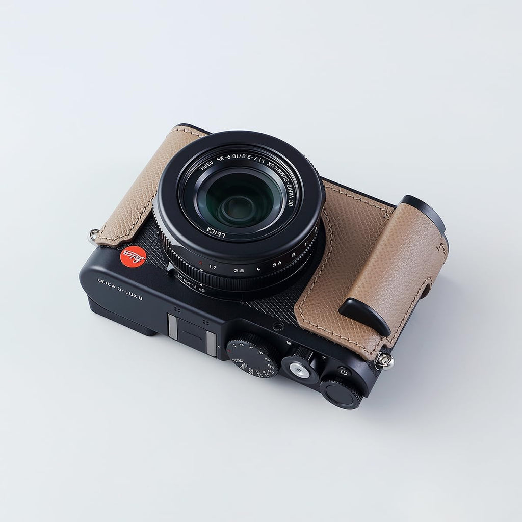 Camera Half Case for Leica D-LUX 8, Vintage Metal Genuine Leather Instant Camera Protective Cases Stylish Portable Shockproof (Green L)