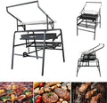 Camping Rotating Grill BBQ Grill, Stainless Steel Flipping Barbecue Grill Portable BBQ Skewer Folded Camping Lightweight smoker Barbecue for Picnics Garden Beach Party
