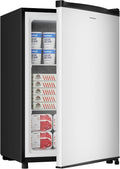 BANGSON 3.0 Cu.ft Compact Upright Freezer, Energy-Saving Mini Freezer with Adjustable Thermostat, Removable Shelves, Reversible Door, Ideal for Dorm/Office/Apartment, Silver