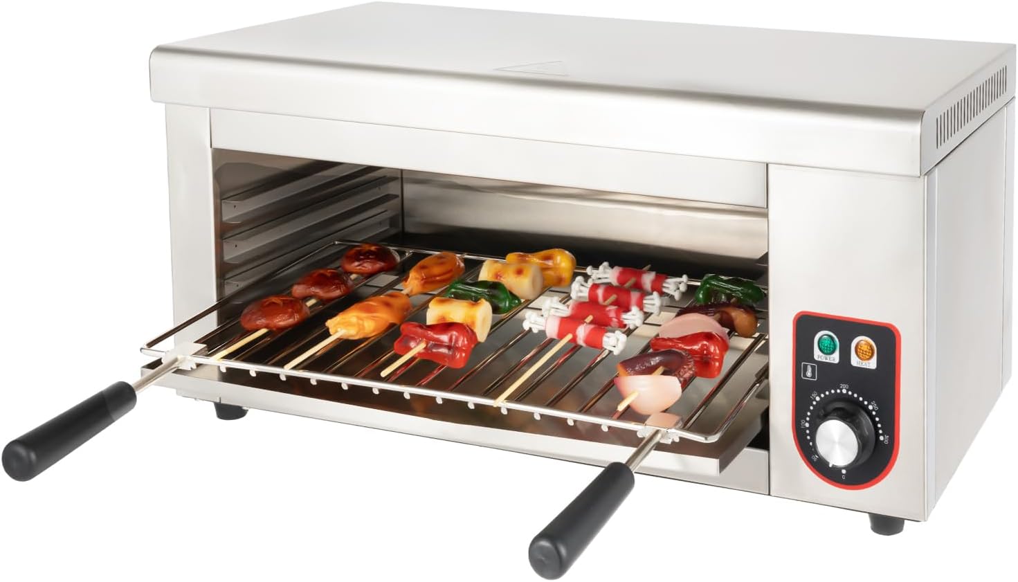 2000W Cheese Melter Electric Salamander Broiler 50-300°C Salamander Grill Stainless Steel Broiler Burner BBQ Grill Grilling Machine Countertop Wall-mounted for Restaurant Kitchen Hotel