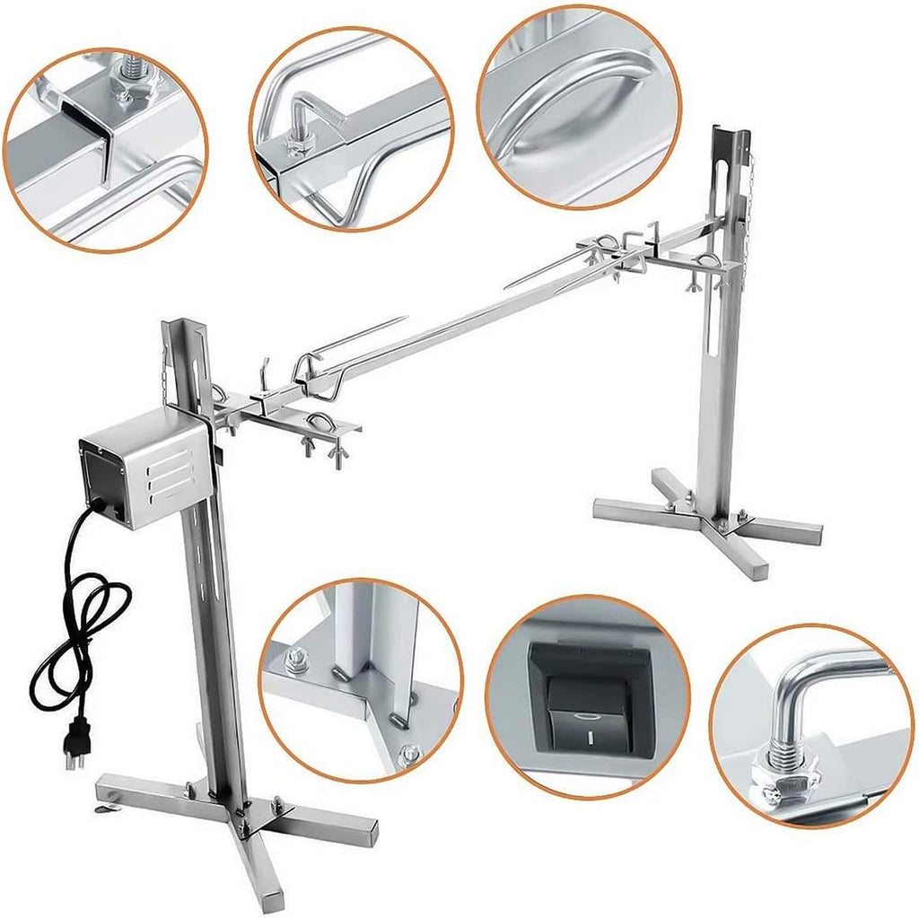 360 Degree Automatic Rotating Barbecue Grill Kit, Outdoor Camping Barbecue Grill, Barbecue Fork, for Roasting Pigs Lambs