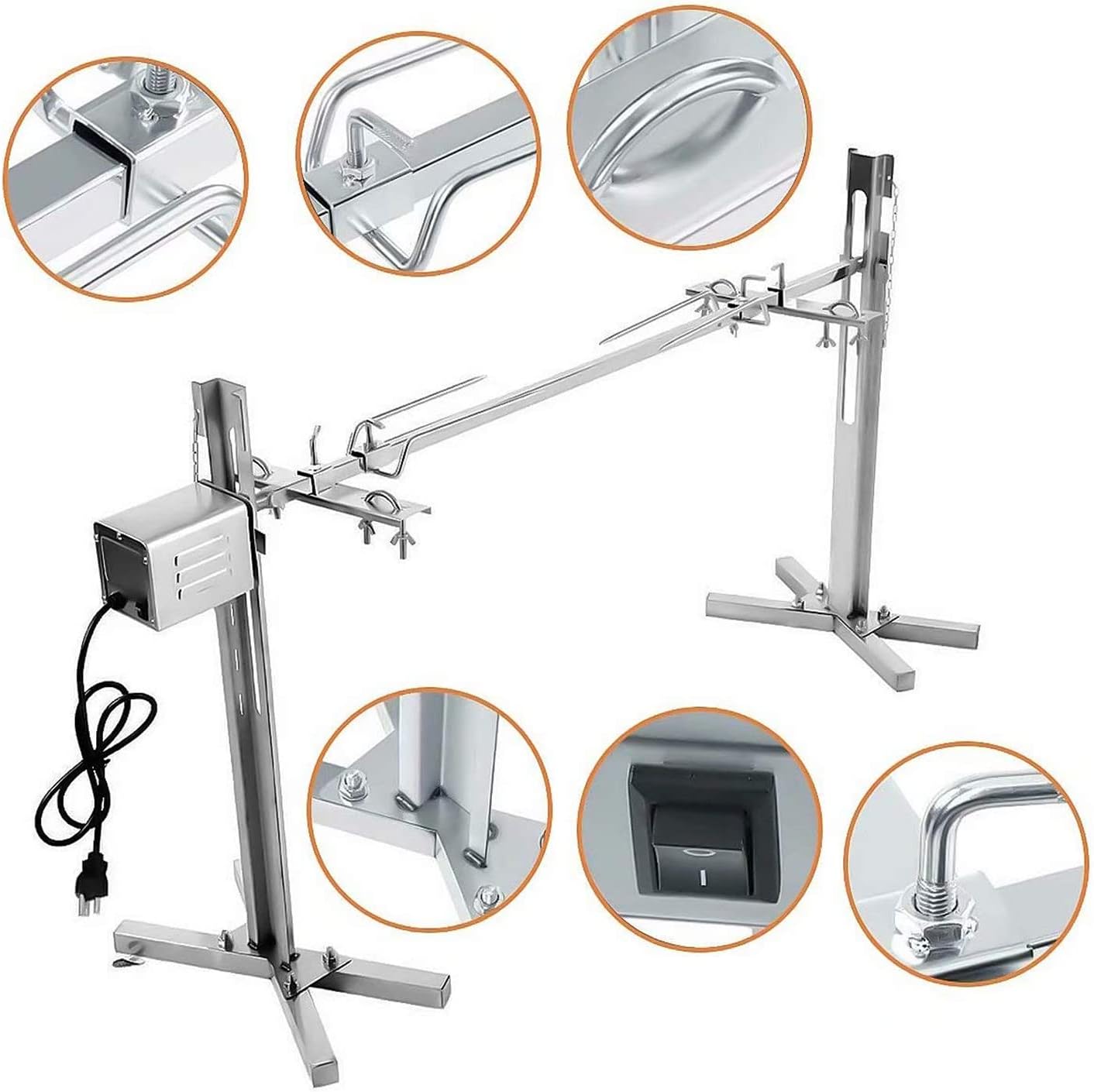 360 Degree Automatic Rotating Barbecue Grill Kit, Outdoor Camping Barbecue Grill, Barbecue Fork, for Roasting Pigs Lambs