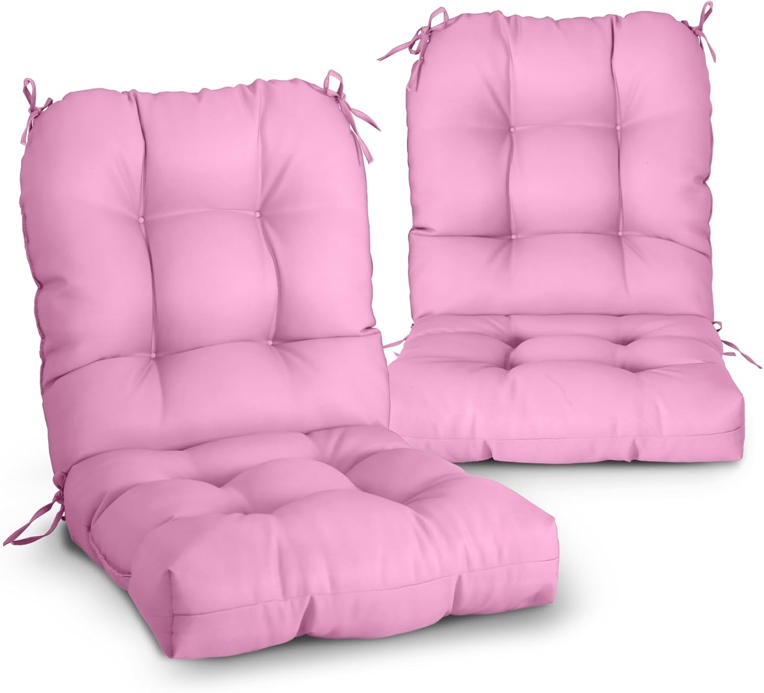 EAGLE PEAK Tufted Outdoor/Indoor Seat/Back Chair Cushions, Set of 2, 42'' x 21'', Pink