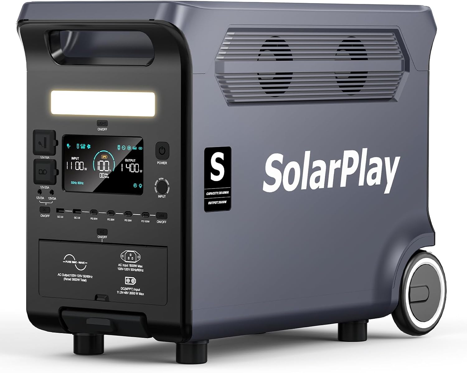 SolarPlay Portable Power Station, 3600W Power Station LiFePO4 Battery Solar Generator for Home Backup, Power Outages, and Camping