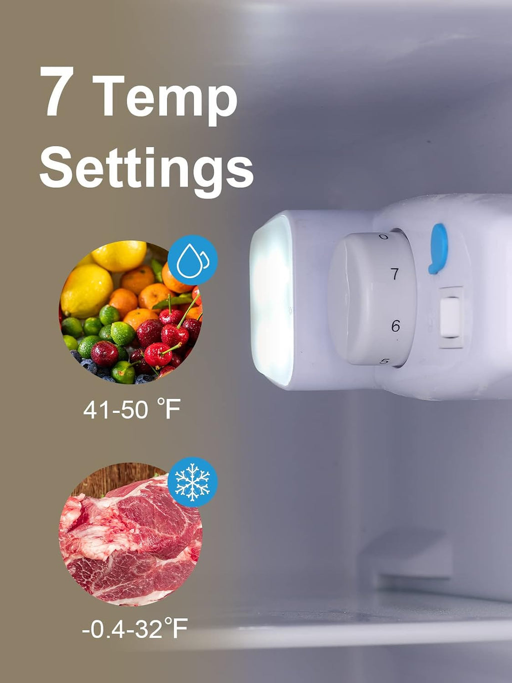 KRIB BLING 3.5 Cu.Ft Compact Refrigerator Mini Fridge with Freezer 7 Level Adjustable Thermostat Removable Shelves Small Refrigerator for Office Dorm Apartment Cream