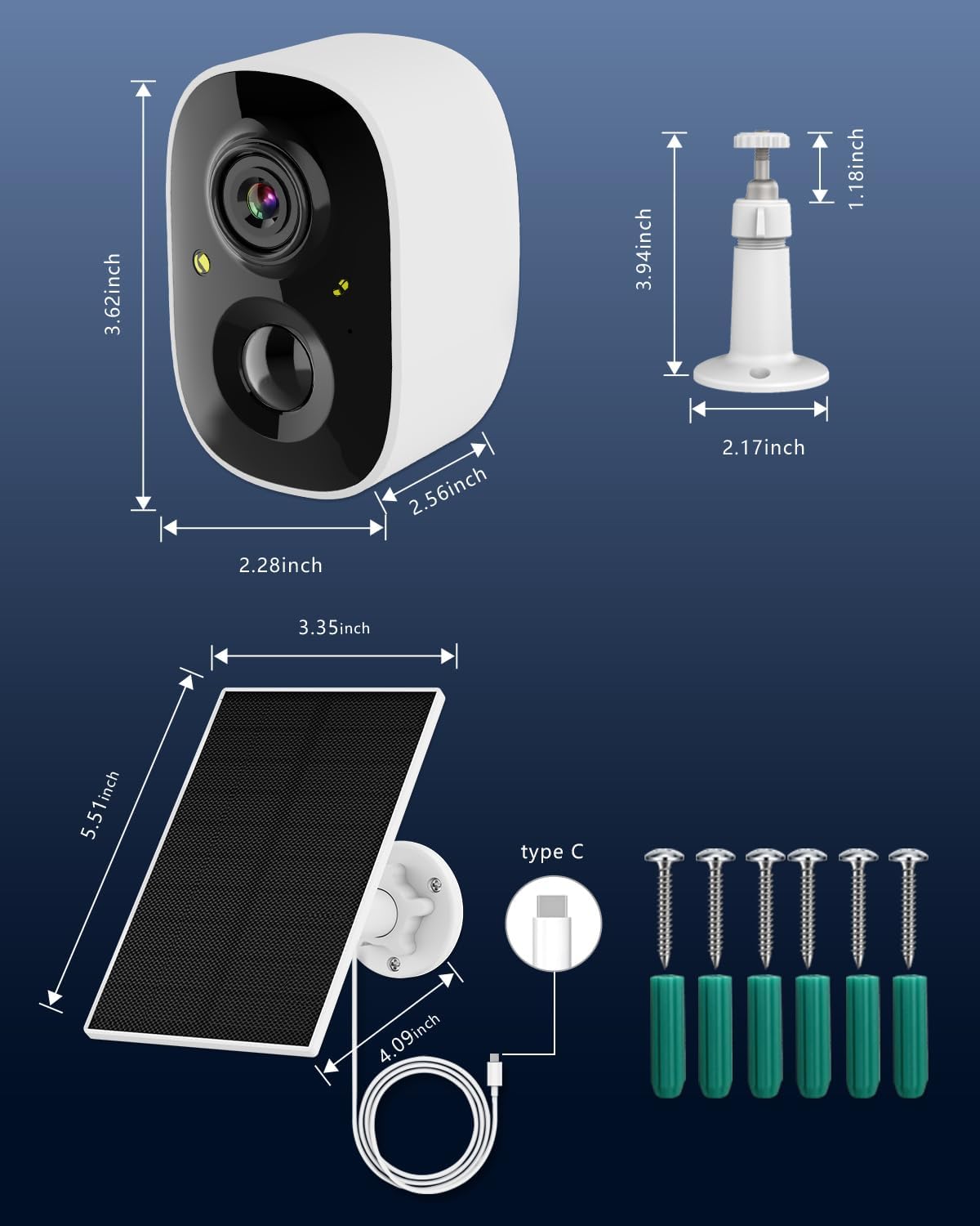 OOSSXX (100% Wire-Free) Solar Battery Home Outdoor Wireless Security Camera System Solar Powered Wi-Fi Cameras Video Surveillance with Monitor