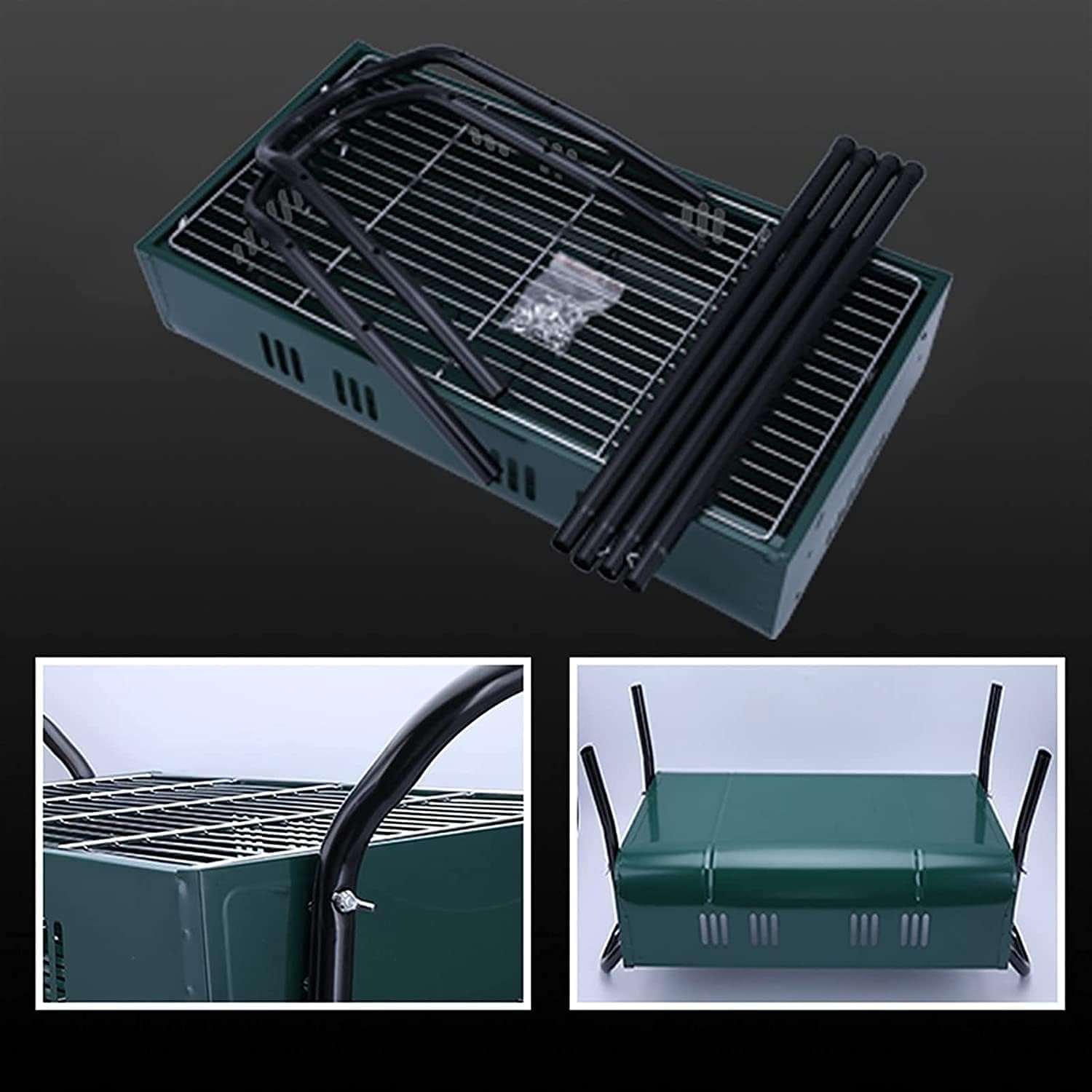 Portable Charcoal Grill Stainless Steel Portable Charcoal Grill BBQ Outdoor Camping Grill Large Travel Grill for Camping Picnic BBQ Grill for Outdoor
