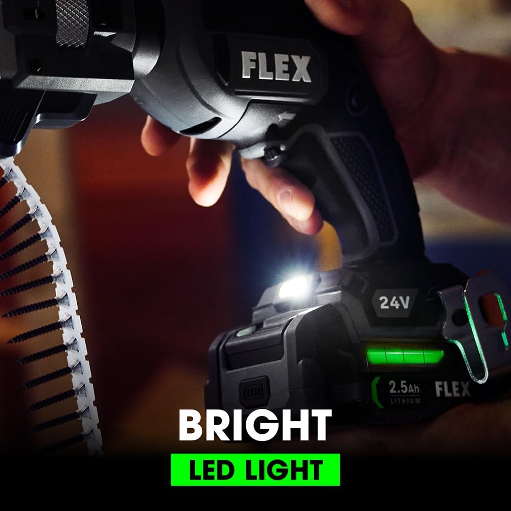 FLEX 24V Brushless Cordless Drywall Screw Gun Kit with Magazine Attachment Tool Only, Battery and Charger Not Included - FX1611-Z