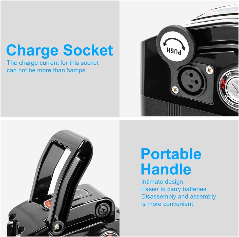 YS YOSE POWER 48V 13Ah Ebike Battery Electric Bike Battery for 250W 350W 500W 750W 1000W Motor Black SliverFish Battery with USB Port Electric Bicycle pedelec Lithium Batteries (48V13AH 200-1000W