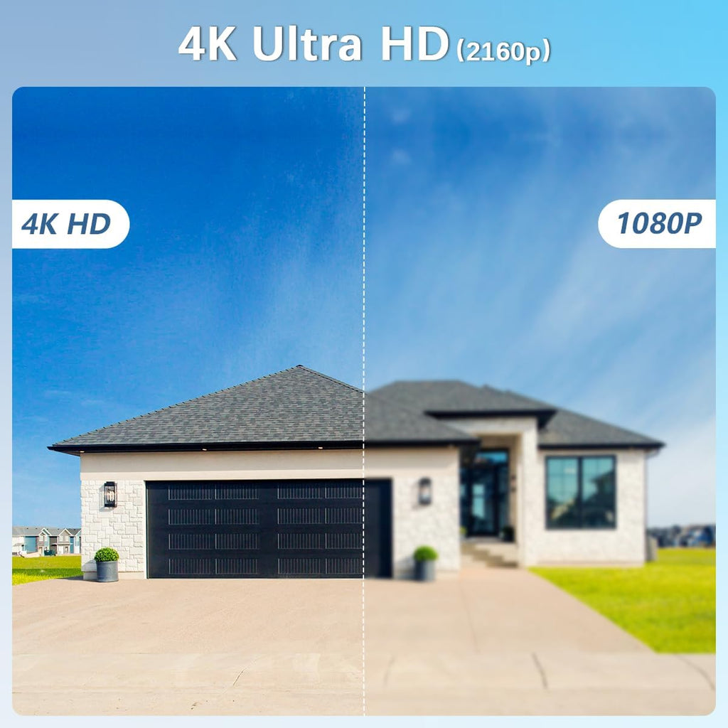 【2-Way Audio & 130° Ultra Wide-Angle】 4K 8MP Outdoor Wired Security Camera System, Wired Home Security Camera System, Home Surveillance DVR Kits