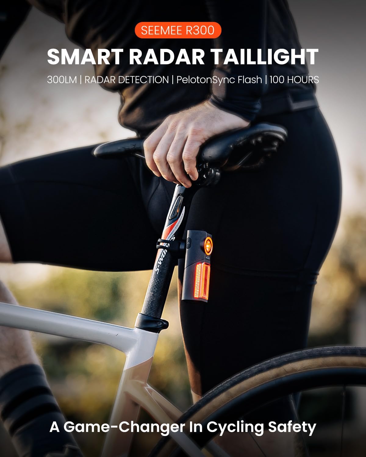 MagicShine SEEMEE R300 Bike Radar Tail Light with Smart Rearview Detection,270°Wide Angle Boosts Rider Awareness & Visibility Battery Life 100H,IPX6 Waterproof,ANT+ Compatible with Garmin/Wahoo
