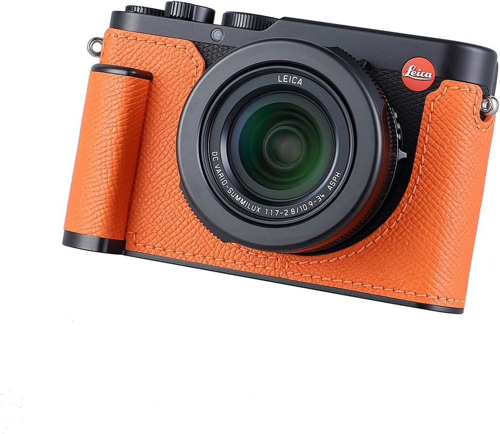 Camera Half Case for Leica D-LUX 8, Vintage Metal Genuine Leather Instant Camera Protective Cases Stylish Portable Shockproof (BY)