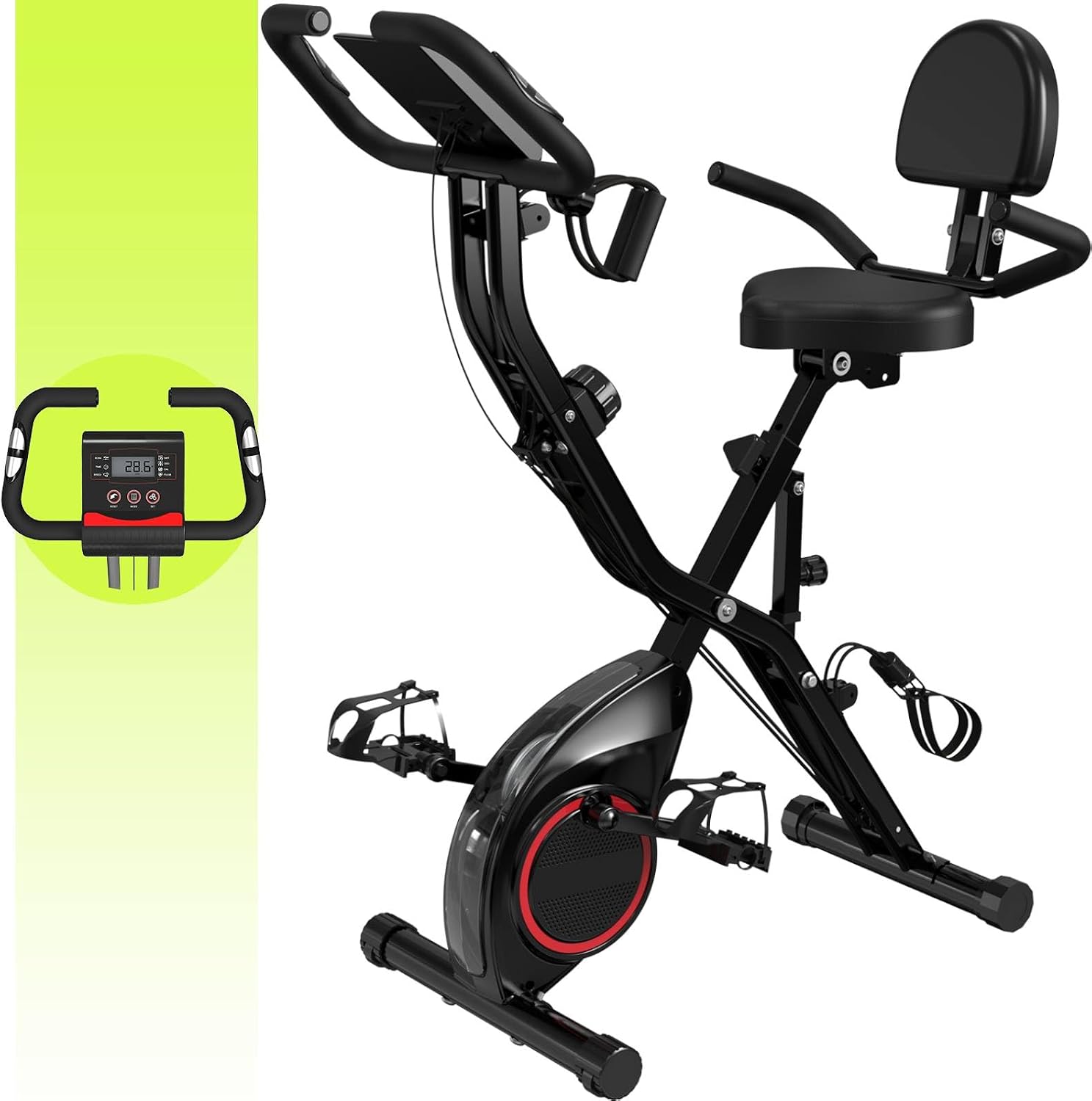 Indoor Exercise Bike Stationary Bikes for Home with 16-Level Magnetic Resistance, Lightweight Foldable Cycling Bike with 70% Pre-Assembled, 260 LBS Capacity, Flywheel of 5.5 LBS for Quiet Home Workout