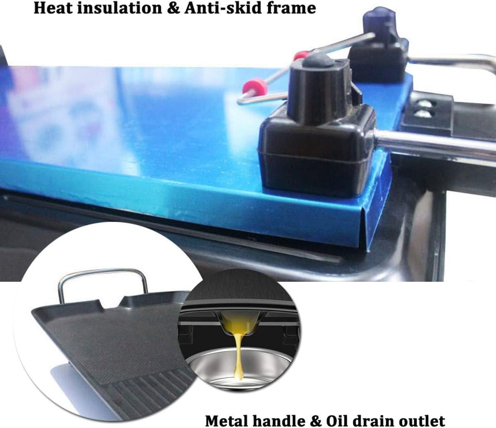 Portable Table BBQ Grilling Adjustable Temperature Control, with Barbecue Clip, Oil Brush Smoke Free Electric Barbecue Grill Drip Tray