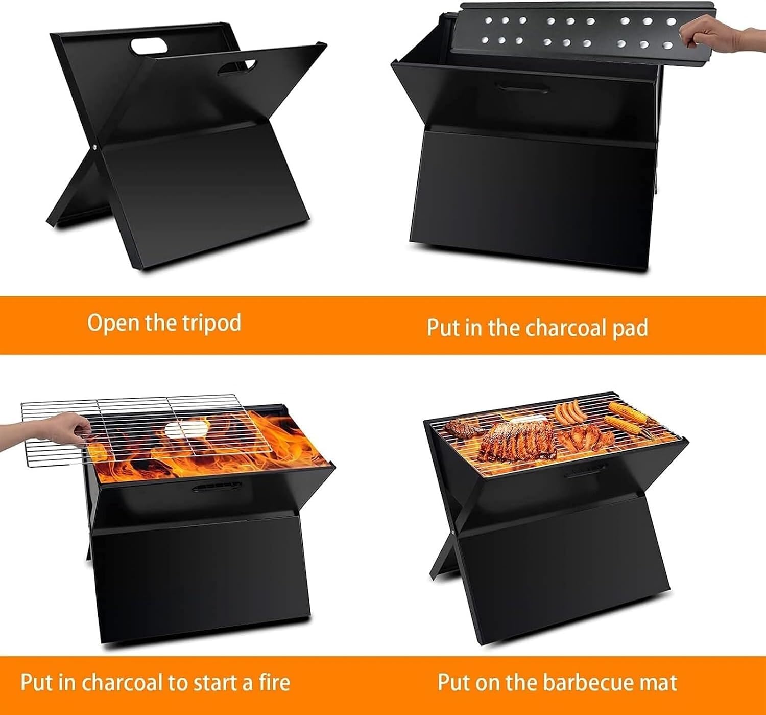Barbecue Charcoal Grill Outdoor Folding Charcoal Grill Portable Barbecue Grill Lightweight Table Grill For Camping Portable Charcoal Grill