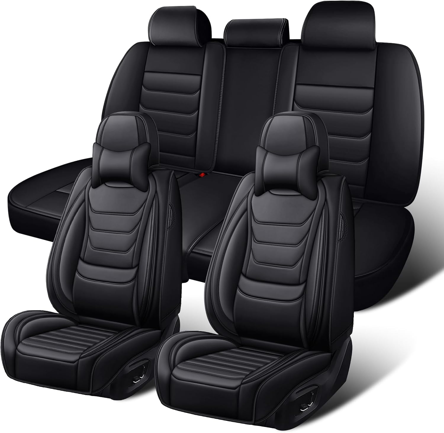 Fit for Toyota Tacoma 2004-2025 Custom Seat Covers, PU Leather Car Seat Covers, Full Coverage Protection, Thick Cushioning Seat Protectors(Luxury Full Set/Black)