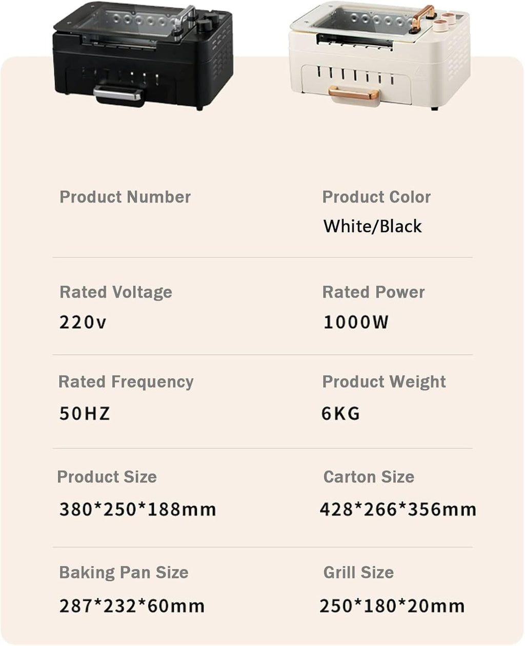 Multipurpose Hot Plate Grill Double Layer, Smokeless Electric Grill, 1000W Health BBQ Grill with Adjustable Temperature, Drip Tray, Easy Clean Table Barbecue Grill for Outdoor Indoor Barbecue,White