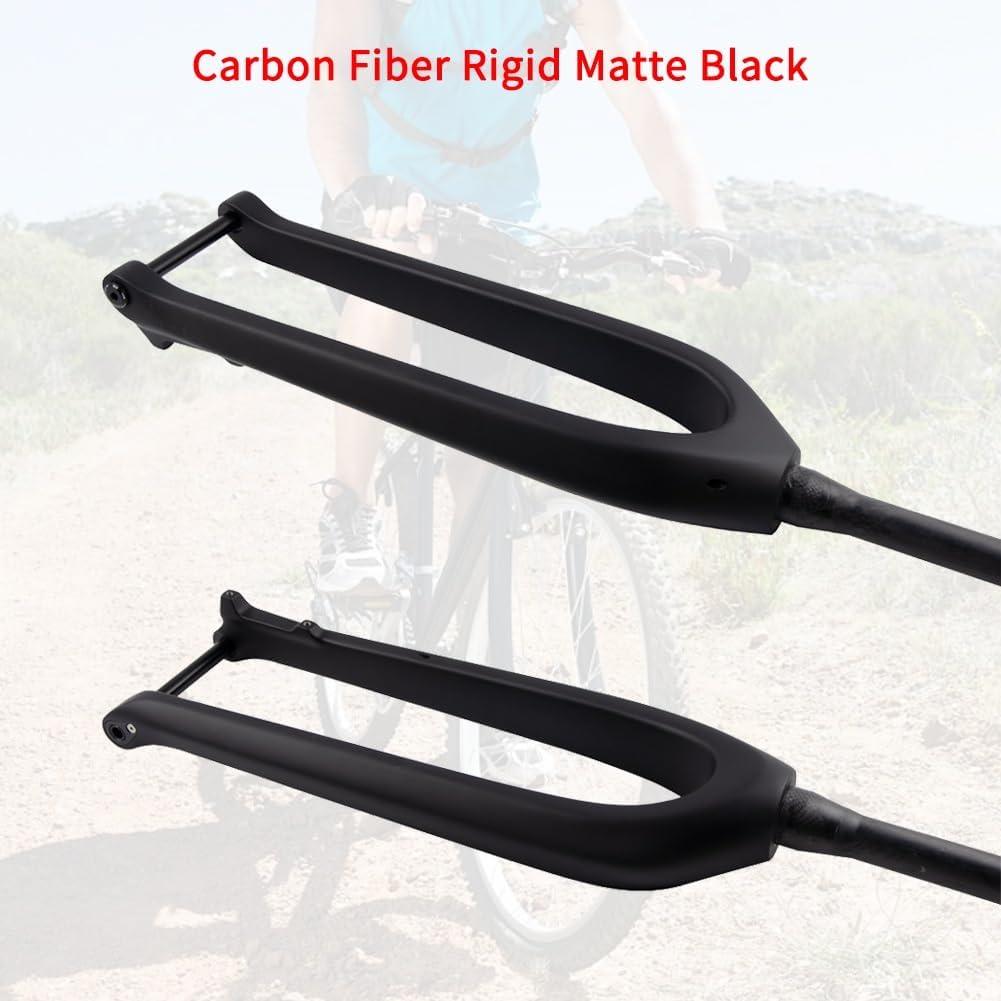 27.5/29inch Carbon Fiber Rigid Mountain Bike Fork 110 * 15mm Thru Axle Boost Disc Brake 1-1/2' Tapered Tube Rigid Fork T800 Bicycle Front Forks Super Light(Matte Black,29')