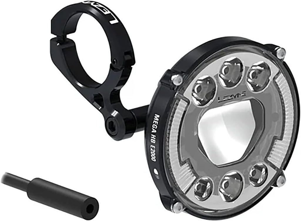 Lezyne Mega HB E2000 Ebike Headlight - 2000 Lumen High Beam & 600 Lumen Low Beam, STVZO Compliant, CNC Machined Aluminum Body, Daytime Running Light, Auto Thermal Protection, E-Bike Compatible 10.5-13