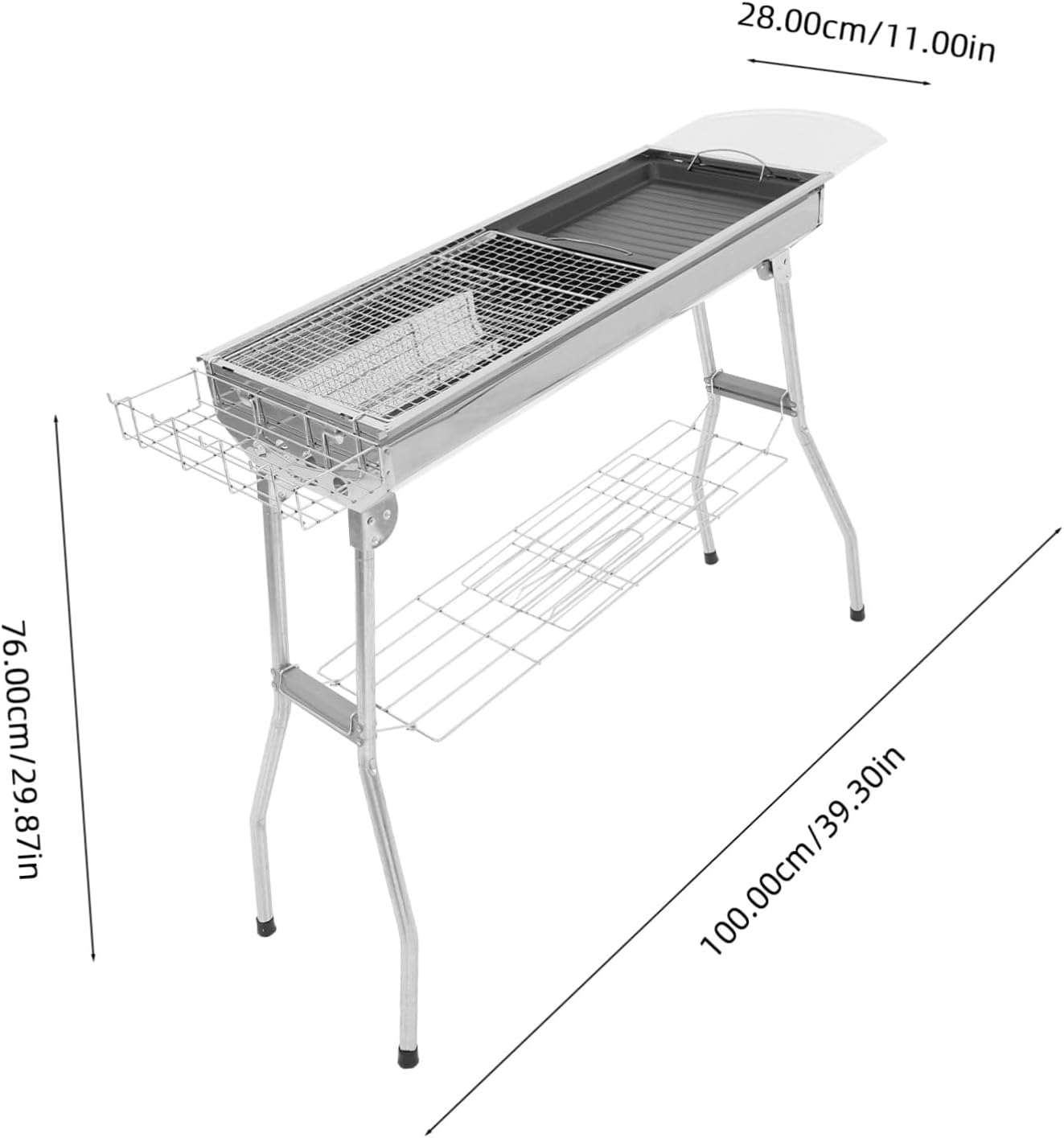 ORFOFE 1set Stainless Steel Bbq Grill Rack Portable Camping Grill for Barbecue Outdoor Mesh Net and Pan