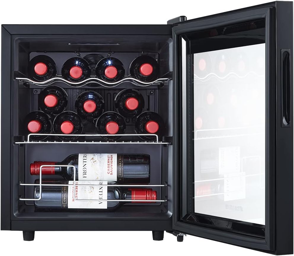 Beverage Refrigerator, 1.6 Cu.ft Mini Fridge w/ 120 Can Capacity, Small Cooler for Home - Freestanding, Glass Door Black