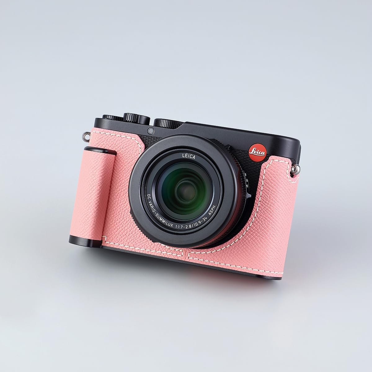 Camera Half Case for Leica D-LUX 8, Vintage Metal Genuine Leather Instant Camera Protective Cases Stylish Portable Shockproof (Pink)
