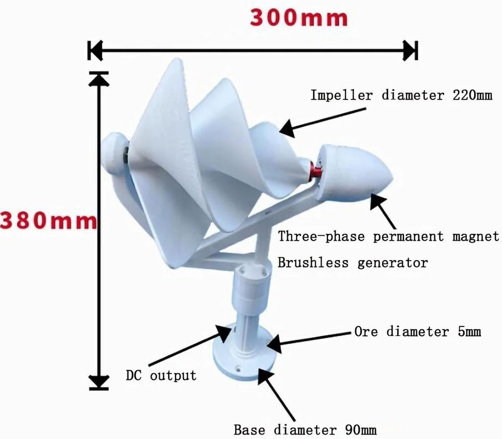 10W Micro Spiral Wind Turbine Generator Archimedes Rose Breeze Start Model For Home & Small Farm Silent Permanent Magnet Spiral Design(12v-2pcs)