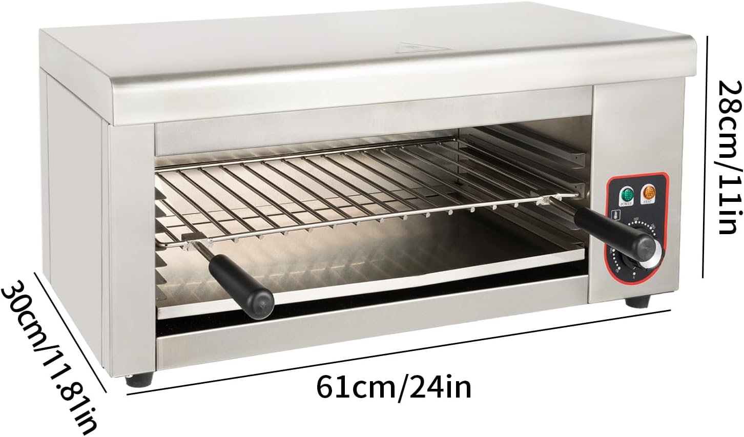 Electric Salamander Broiler, 110V/60Hz 1500W Grilled Cheese Maker Portable Grill Steak Cooker Tabletop Camping Grill Electric Grill Outdoor BBQ Equipment for Melting Cheese, Grilling Meats