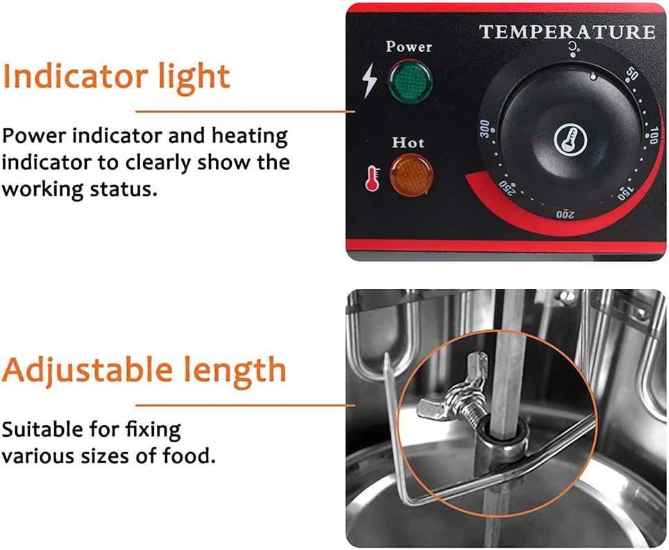 Auto Rotating Turkey Grill, Vertical Kebab Grill Infrared Grill 360° Auto Rotating Smokeless Adjustable Heat, Burner Kebab Shop