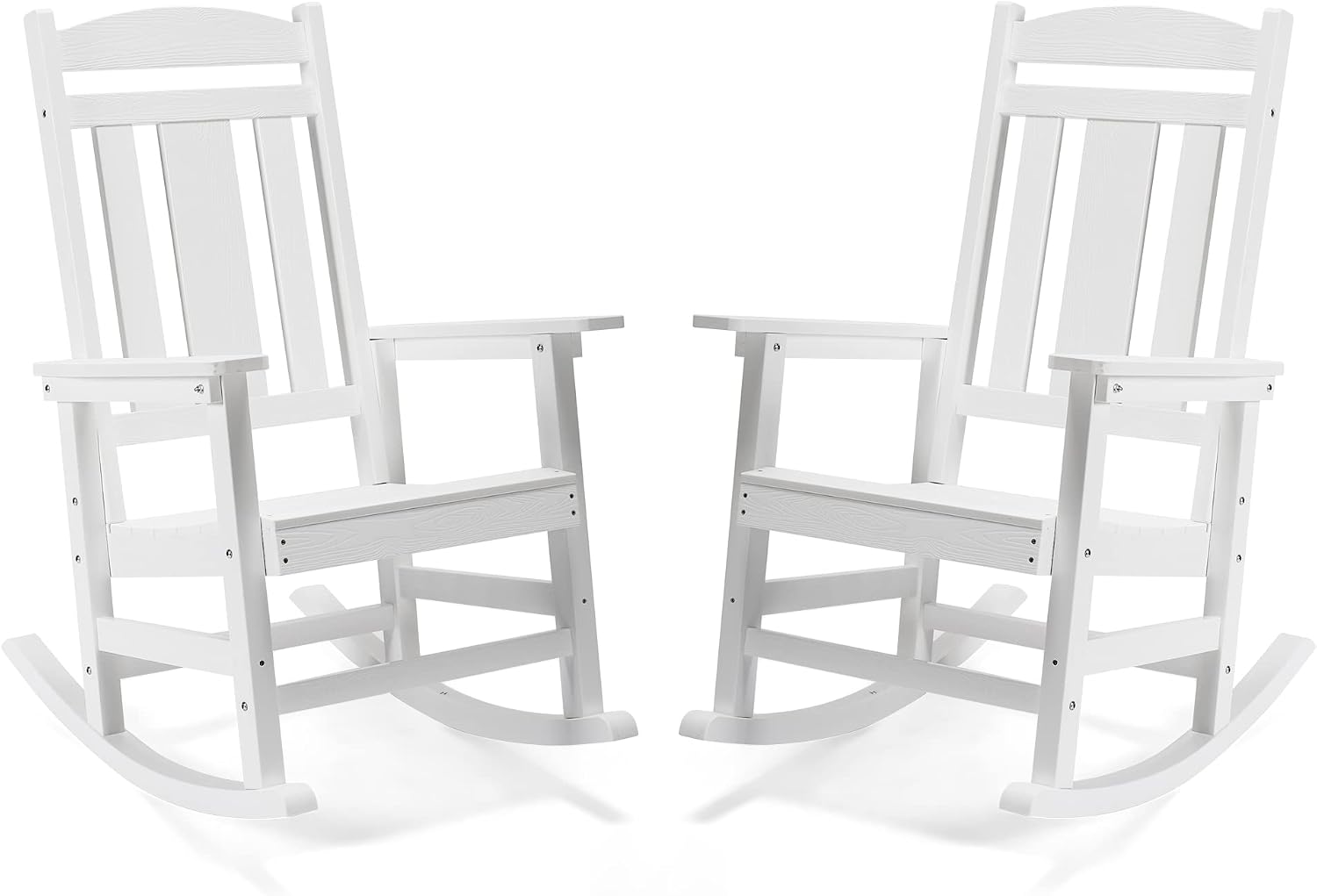 LUE BONA Outdoor Rocking Chairs Set of 4, Weather Resistant HDPS Poly Rocker Chairs, 350lb Heavy Duty, Oversized Porch Rocker for Adult, High Back Smooth Rocking Chairs for Outdoor & Indoor, White