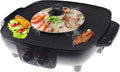 Portable Electric Grill, 2 in1 Electric Barbecue Hotpot Oven 1300/2100W Grill Smokeless Double Hotpot Machine BBQ Oven Multifunctional Cooker,Household Nonstick Electric Griddle