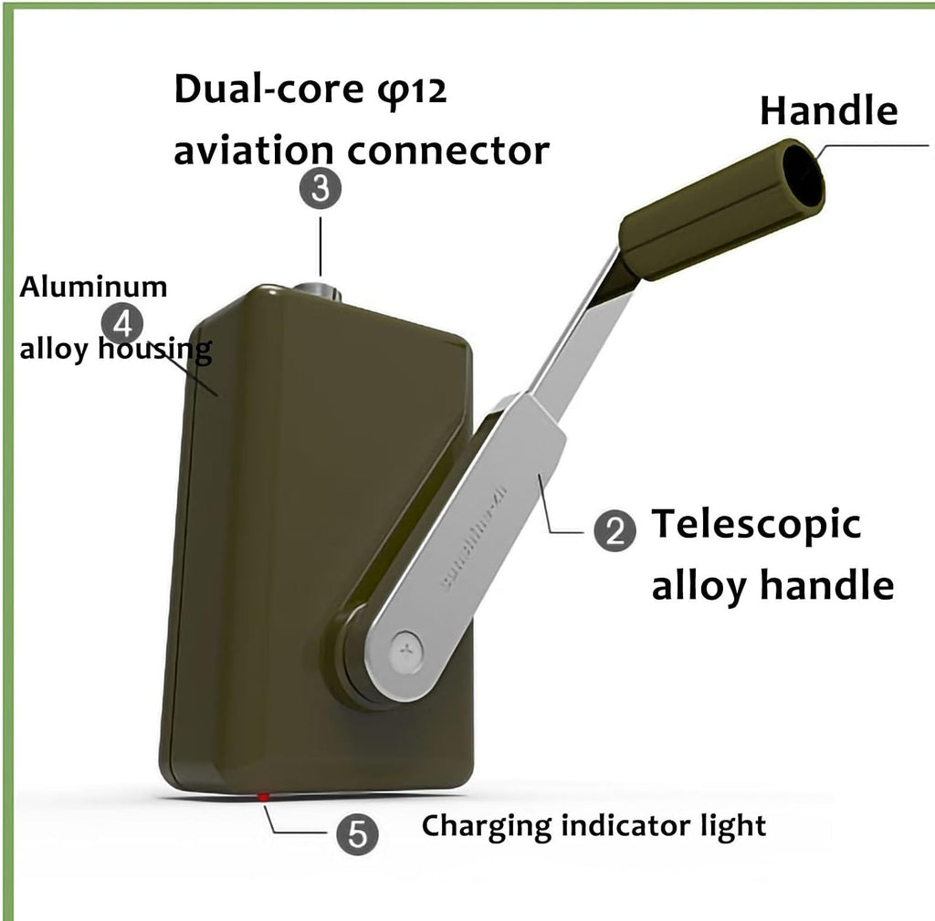 30W Hand-Crank Generator – 5V USB Mobile Phone, 12V Satellite Phone, 15V/24V Battery Charging, Waterproof Aluminum Alloy, Portable Outdoor & Emergency Power For Camping(15v)