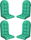 NAVINE Adirondack Chair Cushion Set of 4, Thickened Patio Chair Cushions with Ties, Waterproof and UV-Protected Rocking Chair Cushion for Indoor and Outdoor, Green.