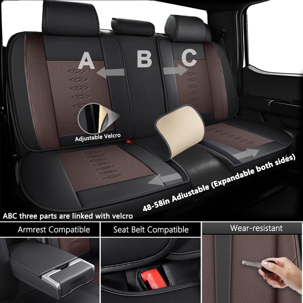 Full Set Seat Covers for Acura RDX 2007-2024 2025,Leather Car Seat Cover,Soft Seat Cushion Covers with Airbag,Waterproof Automobile Seat Protectors for RDX(Black Coffee,Standard)