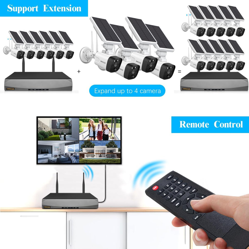 OOSSXX Honestview Solar Outdoor Wireless Surveillance Camera System Battery Powered Video Security Cameras with 2-Way Audio, 2-Antennas Signal Enhanced, 130 Ultra Wide-Angle Lens
