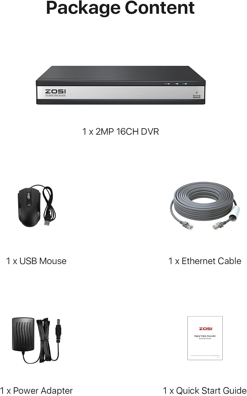 ZOSI 16 Channel H.265+ DVR for Security Camera, 1080p Hybrid 4-in-1 CCTV DVR Surveillance System(Analog/AHD/TVI/CVI), Motion Detection, Mobile Remote Control, Email Alarm (No Hard Drive Included)