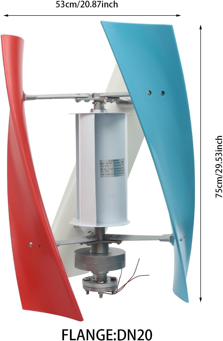 100W Vertical Wind Generator, 24V Output Wind Turbine with Controller, Aerodynamic Design, 3 Blades, Auto Windward Adjustment, Ideal for Boats, Gazebos and Mobile Homes (24V)