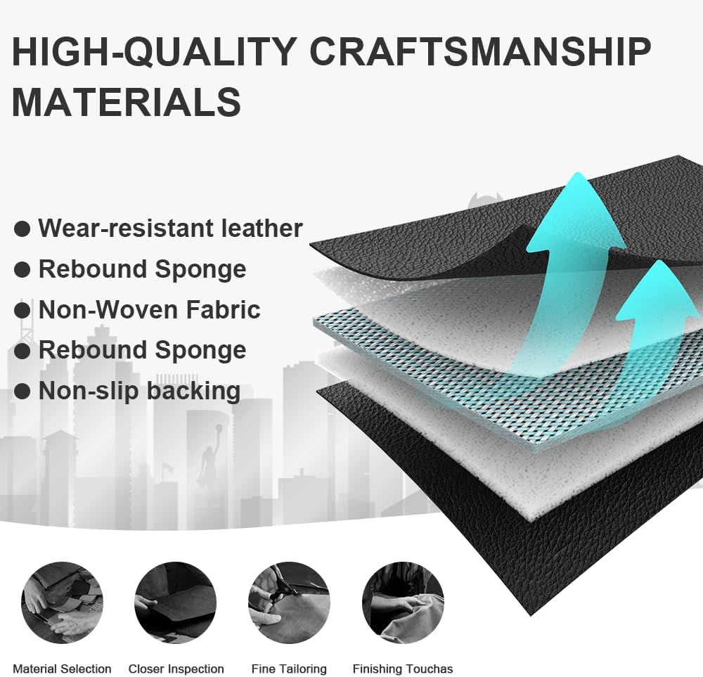JOJ Car Seat Cover for Chrysler Town & Country Seat Covers for Cars 2010-2016,Leather Waterproof Car Seat Covers Full Set,All Weather Tech Car Seat Protector,7 Seats Black Gray