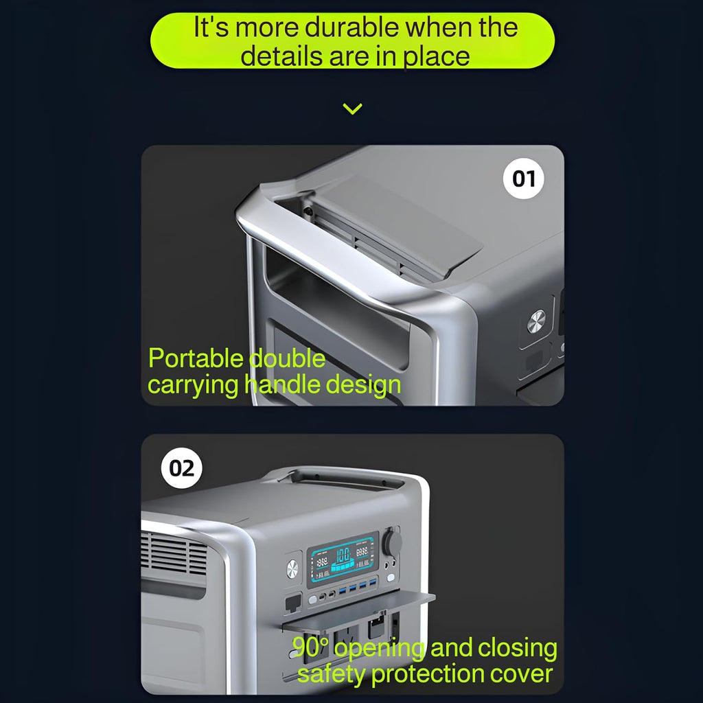 [Ellniges]【1-Hour Fast Charging】2000W Outdoor Power Station 320000mAh Solar Generator with LCD Display, 12 Safety Protections for Home Backup & Camping, 11-Port Portable Battery w/Sine Wave Inverter