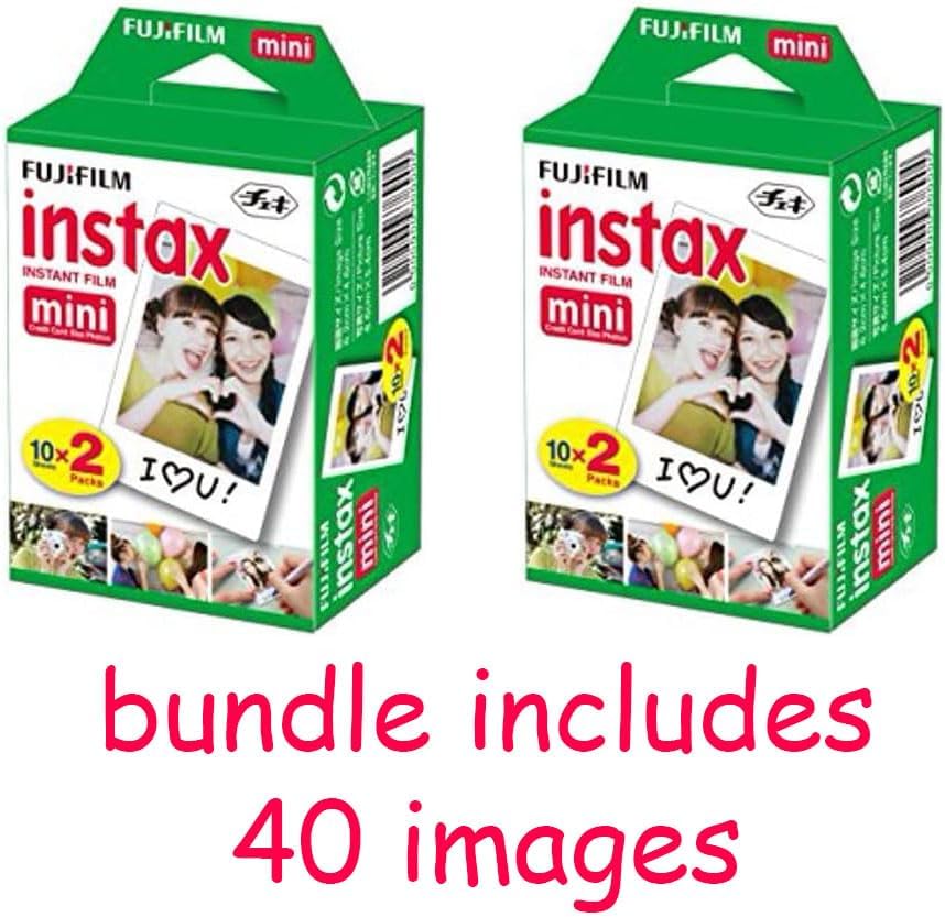 Fujifilm Instax Mini 12 Instant Camera Pastel Blue with Film Value Pack (40 Sheets) + Accessories Including Galaxy Carrying Case Strap, Photo Album, Stickers (White)