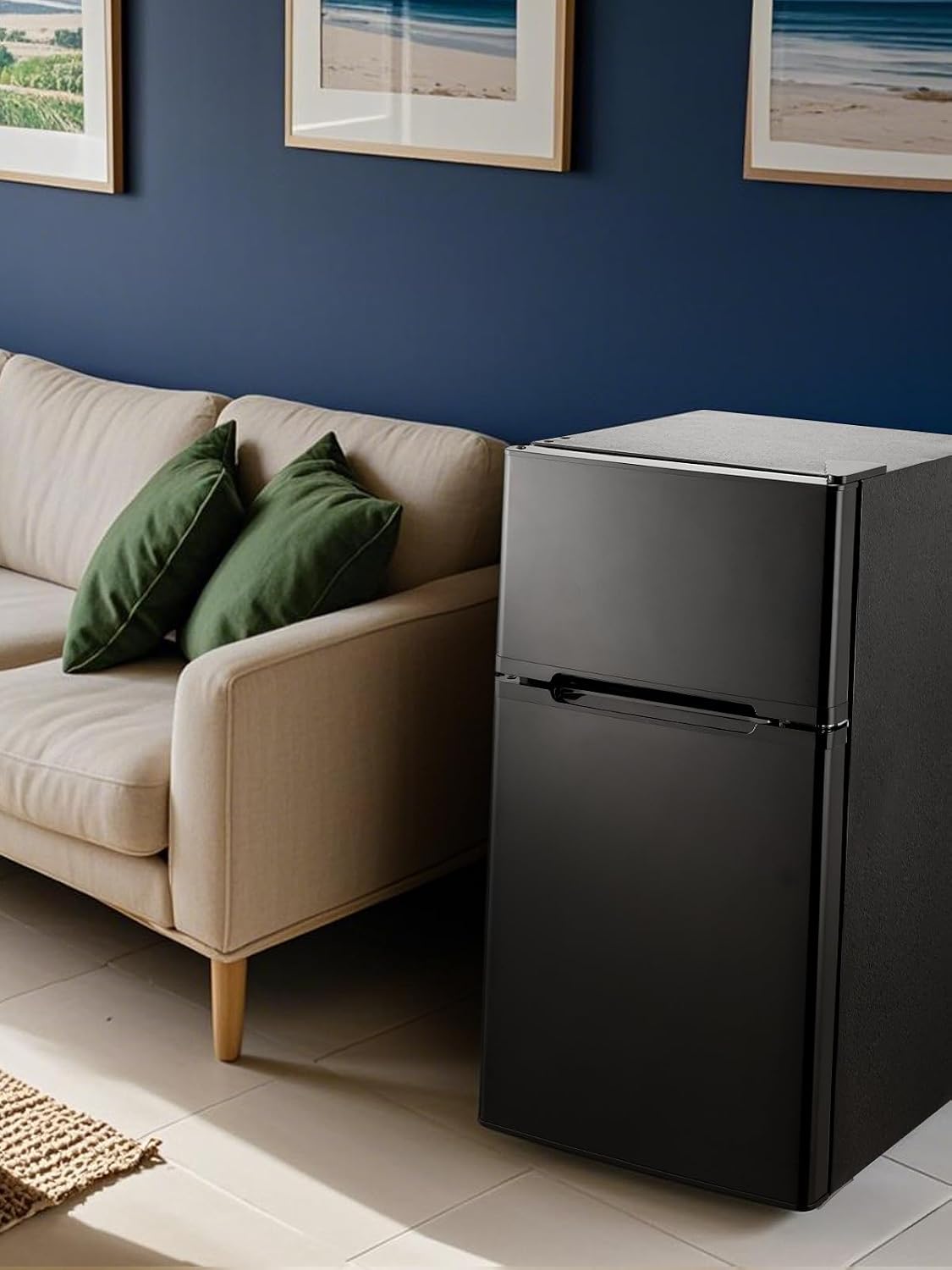 Mini Fridge with Freezer for Bedroom, 3.1 Cu.ft Double Doors Small Refrigerator with Ice Tray, Removable Shelves, Temperature Control Mini Refrigerator for Dorm and Office