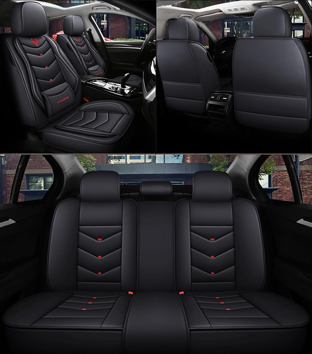 Car Seat Covers Full Set for Hyundai Accent 2018-2022 Leather Seat Covers, Waterproof Non-Slip Breathable Wear Seat Cover, Car Seat Protector Adapted Airbags（Standard, Black）