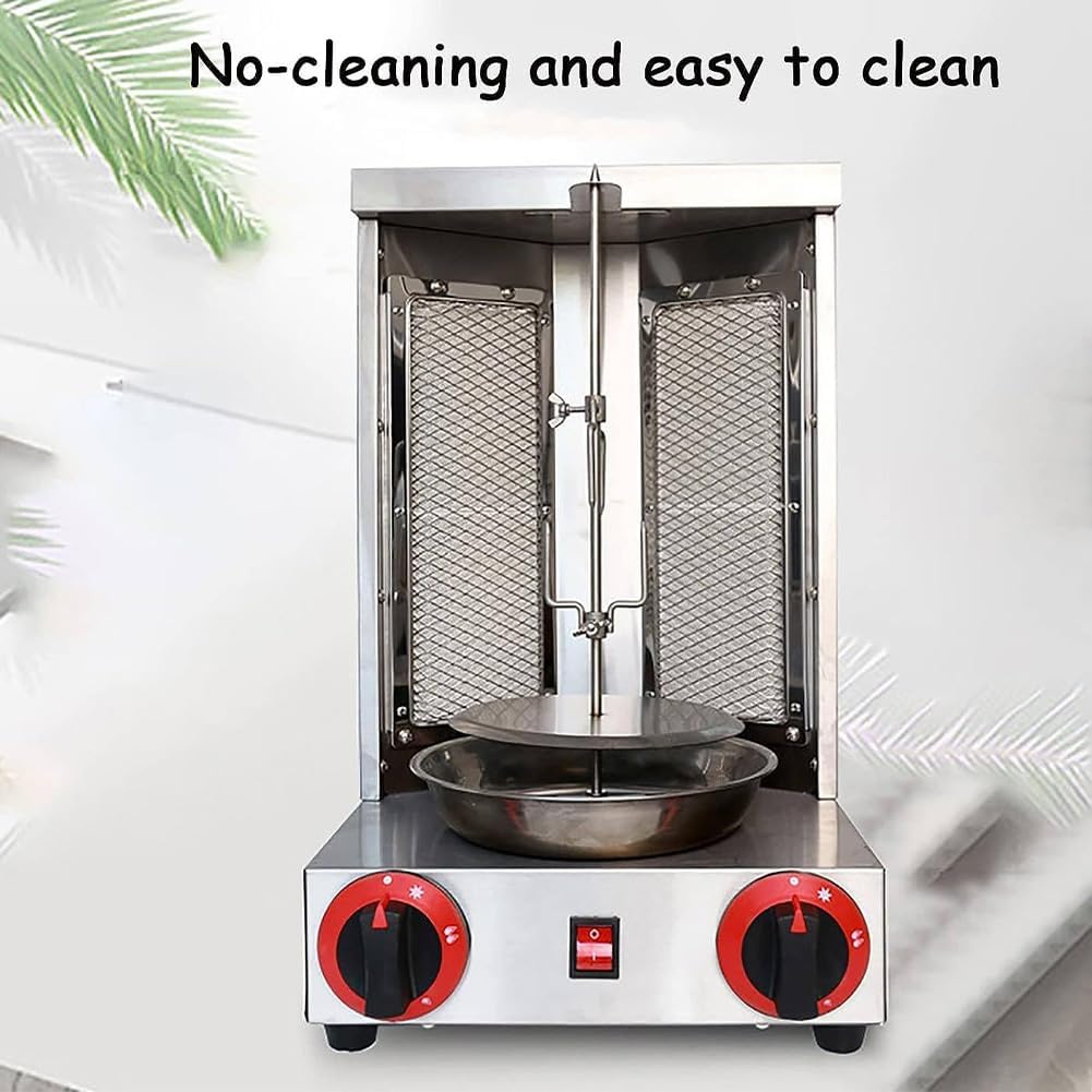 Commercial Grill Doner Kebab Machine, Gas Cooker Rotating Roaster Baking Machine, Automatic Rotation Vertical Kebab Grill, Adjustable Fire Power, for Indoor and Outdoor Parties